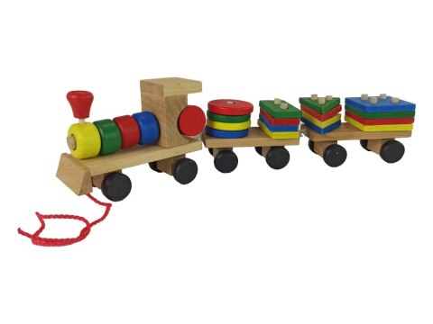 Drewniany Pociąg Lokomotywa 2 Wagony Odpinane LEAN Toys Drewniany Pociąg Lokomotywa 2 Wagony Odpinane LEAN Toys