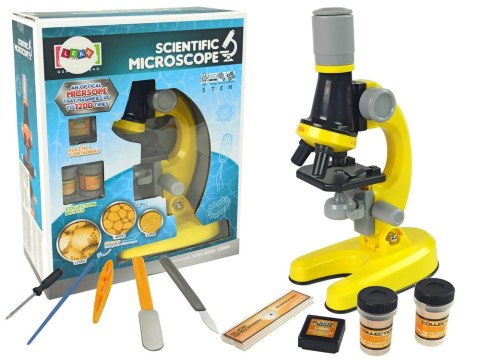 Mikroskop Dla Naukowca Zestaw Edukacyjny Żółty 100x 400x 1200x LEAN Toys Mikroskop Dla Naukowca Zestaw Edukacyjny Żółty 100x 400x 1200x LEAN Toys