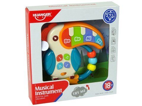 Muzyczne Pianinko Kolorowa Papuga Dźwięki Światła Koraliki LEAN Toys Muzyczne Pianinko Kolorowa Papuga Dźwięki Światła Koraliki LEAN Toys