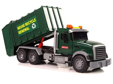Samochód Śmieciarka Kosze Ciemnozielona Dźwięki Światła LEAN Toys Samochód Śmieciarka Kosze Ciemnozielona Dźwięki Światła LEAN Toys
