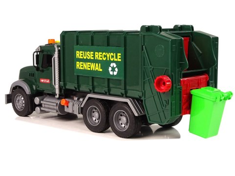Samochód Śmieciarka Kosze Ciemnozielona Dźwięki Światła LEAN Toys Samochód Śmieciarka Kosze Ciemnozielona Dźwięki Światła LEAN Toys