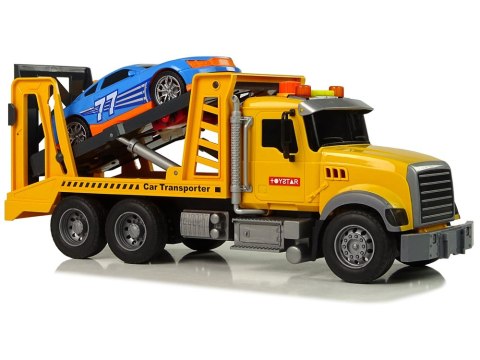 Samochód Transportowy Laweta Pomoc Rampa Żółty Dźwięki Światła LEAN Toys Samochód Transportowy Laweta Pomoc Rampa Żółty Dźwięki Światła LEAN Toys