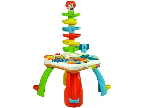 Stolik Edukacyjny Zjeżdżalnia Dla Piłeczek Pianinko Kosz Koła Zębate LEAN Toys Stolik Edukacyjny Zjeżdżalnia Dla Piłeczek Pianinko Kosz Koła Zębate LEAN Toys