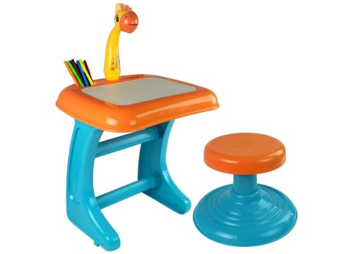Stolik Tablica Do Rysowania Krzesełko Projektor Pomarańczowy Pisaki Obrazki LEAN Toys Stolik Tablica Do Rysowania Krzesełko Projektor Pomarańczowy Pisaki Obrazki LEAN Toys