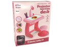 Stolik Tablica Do Rysowania Krzesełko Projektor Różowy Pisaki Obrazki LEAN Toys