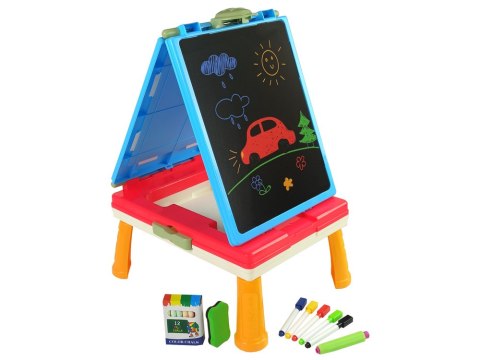 Tablica 3w1 Magnetyczno -Kredowa, Stolik Do Gier Niebieska LEAN Toys Tablica 3w1 Magnetyczno -Kredowa, Stolik Do Gier Niebieska LEAN Toys