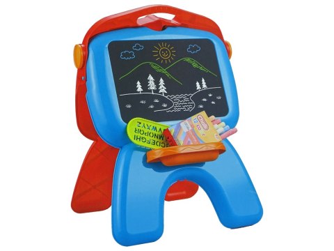 Tablica Dwustronna Kredowa Pisaki Stojąca Projektor Obrazki Czerwona LEAN Toys Tablica Dwustronna Kredowa Pisaki Stojąca Projektor Obrazki Czerwona LEAN Toys