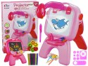 Tablica Dwustronna Kredowa Pisaki Stojąca Projektor Obrazki Różowa LEAN Toys