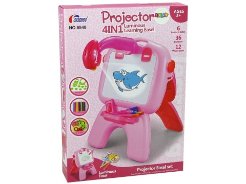 Tablica Dwustronna Kredowa Pisaki Stojąca Projektor Obrazki Różowa LEAN Toys Tablica Dwustronna Kredowa Pisaki Stojąca Projektor Obrazki Różowa LEAN Toys