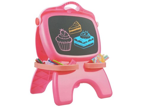Tablica Dwustronna Magnetyczna Kredowa Różowa Szablony LEAN Toys Tablica Dwustronna Magnetyczna Kredowa Różowa Szablony LEAN Toys