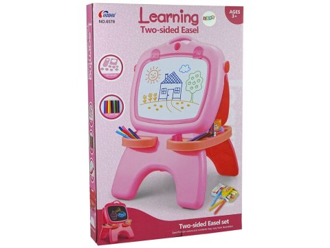 Tablica Dwustronna Magnetyczna Kredowa Różowa Szablony LEAN Toys Tablica Dwustronna Magnetyczna Kredowa Różowa Szablony LEAN Toys