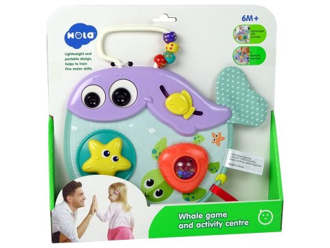 Wieloryb Dla Niemowląt Grzechotka Kształty Suwak Koraliki LEAN Toys Wieloryb Dla Niemowląt Grzechotka Kształty Suwak Koraliki LEAN Toys