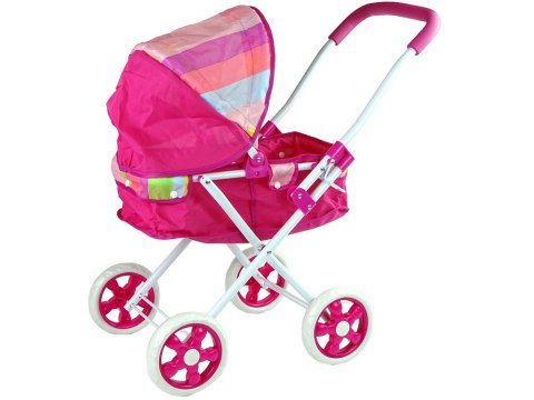 Wózek Spacerówka Dla Lalek Różowy z Kolorowym Daszkiem 66 cm LEAN Toys Wózek Spacerówka Dla Lalek Różowy z Kolorowym Daszkiem 66 cm LEAN Toys
