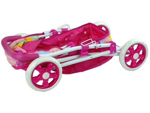 Wózek Spacerówka Dla Lalek Różowy z Kolorowym Daszkiem 66 cm LEAN Toys Wózek Spacerówka Dla Lalek Różowy z Kolorowym Daszkiem 66 cm LEAN Toys