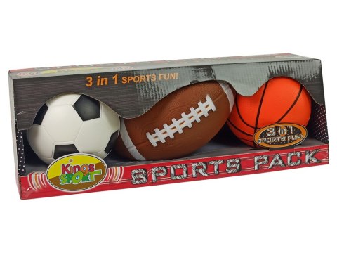 Zestaw Miękkich Piłek Sportowych 3w1 Piłka Nożna Koszykówka Baseball LEAN Toys Zestaw Miękkich Piłek Sportowych 3w1 Piłka Nożna Koszykówka Baseball LEAN Toys