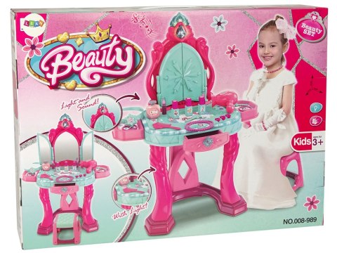 Zestaw Piękności Toaletka z Lustrem Światła Dźwięk Biżuteria Różowa LEAN Toys Zestaw Piękności Toaletka z Lustrem Światła Dźwięk Biżuteria Różowa LEAN Toys