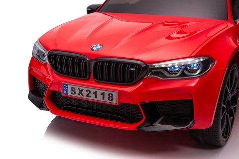 Auto Na Akumulator BMW M5 Z Platformą Dla Rodzica Czerwone Lakierowane LEAN CARS Auto Na Akumulator BMW M5 Z Platformą Dla Rodzica Czerwone Lakierowane LEAN CARS