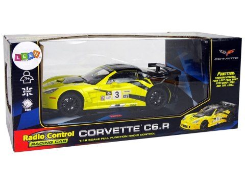 Auto Sportowe Wyścigowe R/C 1:18 Corvette C6.R Żółty 2.4 G Światła LEAN Toys Auto Sportowe Wyścigowe R/C 1:18 Corvette C6.R Żółty 2.4 G Światła LEAN Toys