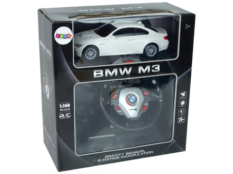 Auto Zdalnie Sterowane BMW M3 Białe Pilot Kierownica 1:18 Dźwięk Światła LEAN Toys Auto Zdalnie Sterowane BMW M3 Białe Pilot Kierownica 1:18 Dźwięk Światła LEAN Toys