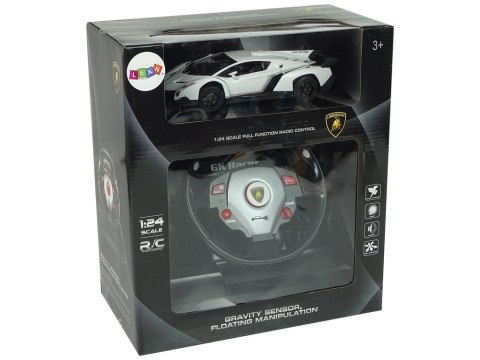 Auto Zdalnie Sterowane Lamborghini Veneno Biały Kierownica Dźwięk Światła LEAN Toys Auto Zdalnie Sterowane Lamborghini Veneno Biały Kierownica Dźwięk Światła LEAN Toys