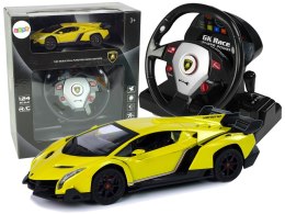 Auto Zdalnie Sterowane Lamborghini Veneno Żółte 2,4 G Pilot Kierownica Dźwięk Światła LEAN Toys