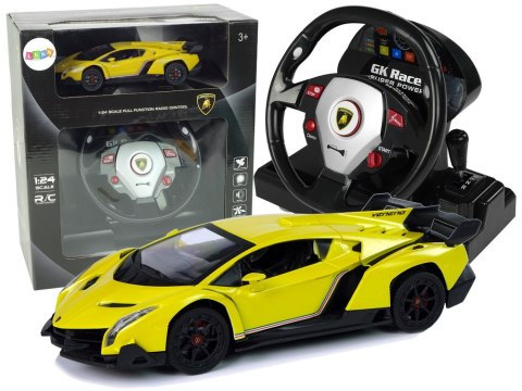 Auto Zdalnie Sterowane Lamborghini Veneno Żółte 2,4 G Pilot Kierownica Dźwięk Światła LEAN Toys Auto Zdalnie Sterowane Lamborghini Veneno Żółte 2,4 G Pilot Kierownica Dźwięk Światła LEAN Toys