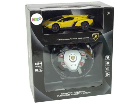 Auto Zdalnie Sterowane Lamborghini Veneno Żółte 2,4 G Pilot Kierownica Dźwięk Światła LEAN Toys Auto Zdalnie Sterowane Lamborghini Veneno Żółte 2,4 G Pilot Kierownica Dźwięk Światła LEAN Toys