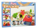 Drewniany Tor Kolejka Autka Drzewa Budynki Helikopter LEAN Toys