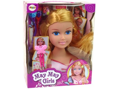 Głowa Lalki Akcesoria Koraliki Spinki Kolorowe Pasemka LEAN Toys Głowa Lalki Akcesoria Koraliki Spinki Kolorowe Pasemka LEAN Toys