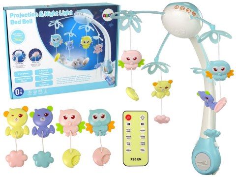 Karuzela Do Łóżeczka Projektor Pilot Melodie Odgłosy Zwierząt Niebieski LEAN Toys Karuzela Do Łóżeczka Projektor Pilot Melodie Odgłosy Zwierząt Niebieski LEAN Toys