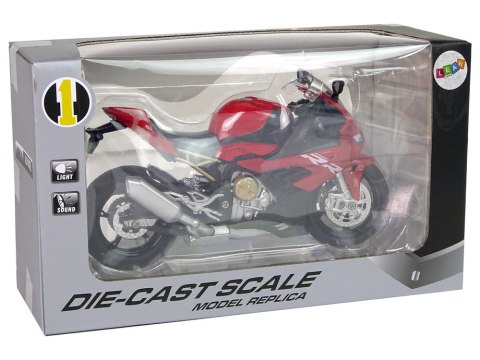 Motocykl Model BMW S1000RR Czerwony Dźwięki Światła LEAN Toys Motocykl Model BMW S1000RR Czerwony Dźwięki Światła LEAN Toys