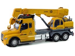 Zdalnie Sterowana Ciężarówka Dźwig Pilot 2,4G Światła Dźwięki Żółta LEAN Toys
