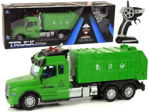 Zdalnie Sterowana Śmieciarka Pilot 2,4G Światła Dźwięki Zielona LEAN Toys Zdalnie Sterowana Śmieciarka Pilot 2,4G Światła Dźwięki Zielona LEAN Toys