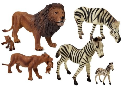 Zestaw Figurek Afryka Dzikie Zwierzęta Rodzina Lwów Zebry LEAN Toys Zestaw Figurek Afryka Dzikie Zwierzęta Rodzina Lwów Zebry LEAN Toys