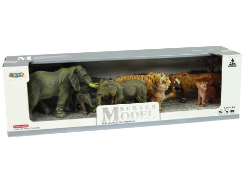 Zestaw Figurek Afryka Słonie Tygrysy Dzikie Zwierzęta LEAN Toys Zestaw Figurek Afryka Słonie Tygrysy Dzikie Zwierzęta LEAN Toys