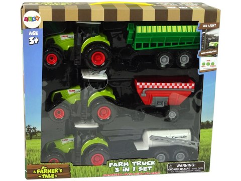 Zestaw Trzech Traktorów Naczepy Opryskiwacz Farma Ciągnik LEAN Toys Zestaw Trzech Traktorów Naczepy Opryskiwacz Farma Ciągnik LEAN Toys