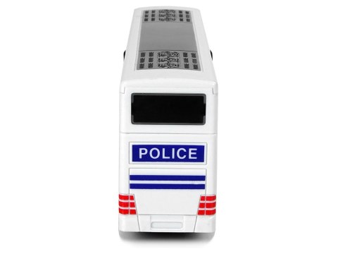 Autobus Policyjny Dwupiętrowy Biały z Naciągiem Dźwięk LEAN Toys Autobus Policyjny Dwupiętrowy Biały z Naciągiem Dźwięk LEAN Toys