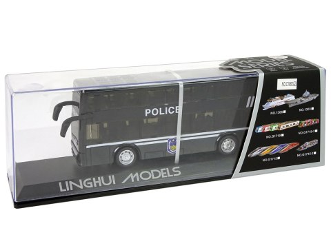 Autobus Policyjny Dwupiętrowy Czarny z Napędem Frykcyjnym LEAN Toys Autobus Policyjny Dwupiętrowy Czarny z Napędem Frykcyjnym LEAN Toys