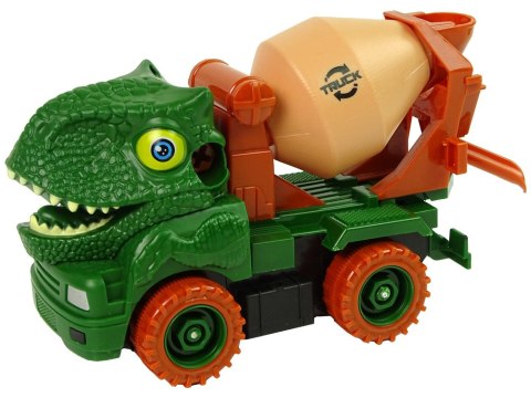 Ciężarówka Betoniarka Dinozaur do Rozkręcania Zielony Akcesoria LEAN Toys Ciężarówka Betoniarka Dinozaur do Rozkręcania Zielony Akcesoria LEAN Toys
