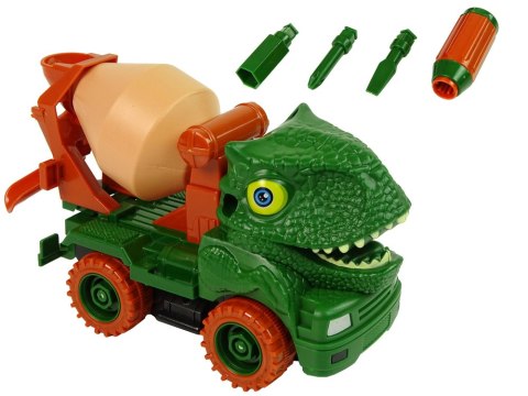 Ciężarówka Betoniarka Dinozaur do Rozkręcania Zielony Akcesoria LEAN Toys Ciężarówka Betoniarka Dinozaur do Rozkręcania Zielony Akcesoria LEAN Toys