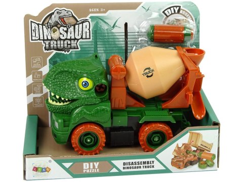 Ciężarówka Betoniarka Dinozaur do Rozkręcania Zielony Akcesoria LEAN Toys Ciężarówka Betoniarka Dinozaur do Rozkręcania Zielony Akcesoria LEAN Toys
