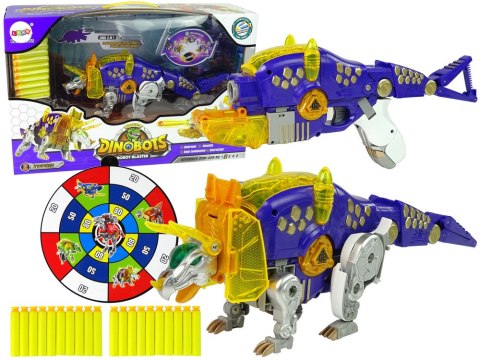 Dinobots 2w1 Dinozaur Pistolet na Strzałki Fioletowy Triceratops Tarcza LEAN Toys Dinobots 2w1 Dinozaur Pistolet na Strzałki Fioletowy Triceratops Tarcza LEAN Toys