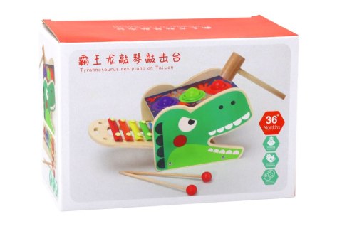 Dinozaur Wbijak Cymbałki 2w1 Drewniany Czerwony LEAN Toys Dinozaur Wbijak Cymbałki 2w1 Drewniany Czerwony LEAN Toys