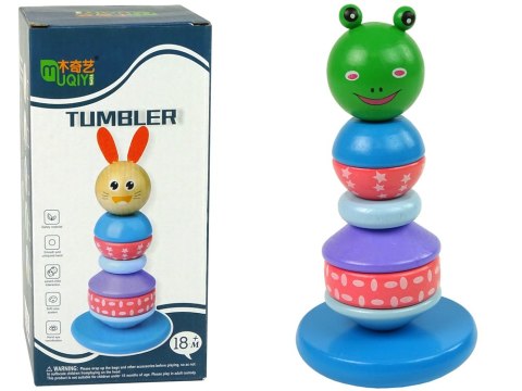 Drewniana Edukacyjna Piramidka Żaba Zielona Balansująca Wieża LEAN Toys Drewniana Edukacyjna Piramidka Żaba Zielona Balansująca Wieża LEAN Toys