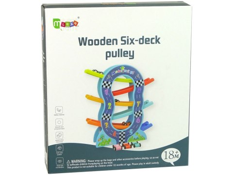 Drewniana Zjeżdżalnia 6 Poziomów Autka Liczby LEAN Toys Drewniana Zjeżdżalnia 6 Poziomów Autka Liczby LEAN Toys