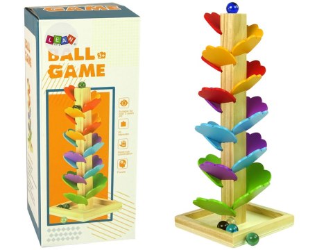 Drewniane Drzewko Tor Kulkowy Zjeżdżalnia Piłeczek Liście LEAN Toys Drewniane Drzewko Tor Kulkowy Zjeżdżalnia Piłeczek Liście LEAN Toys