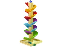 Drewniane Drzewko Tor Kulkowy Zjeżdżalnia Piłeczek Liście LEAN Toys