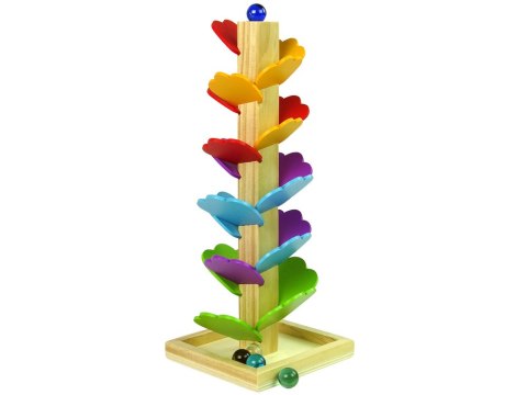 Drewniane Drzewko Tor Kulkowy Zjeżdżalnia Piłeczek Liście LEAN Toys Drewniane Drzewko Tor Kulkowy Zjeżdżalnia Piłeczek Liście LEAN Toys