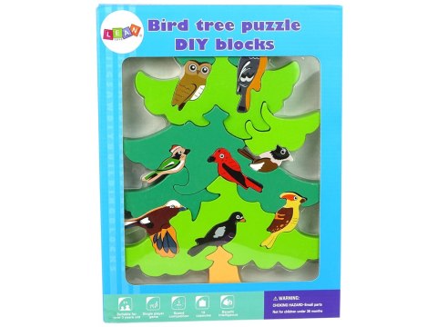Drewniane Drzewo Ptaki Leśne DIY Klocki Drewniane Puzzle Trójwymiarowa LEAN Toys Drewniane Drzewo Ptaki Leśne DIY Klocki Drewniane Puzzle Trójwymiarowa LEAN Toys