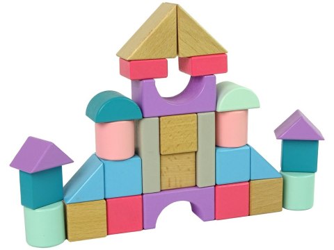 Drewniane Klocki Pastelowe Kolory 28 Elementów Zamek Budowle LEAN Toys Drewniane Klocki Pastelowe Kolory 28 Elementów Zamek Budowle LEAN Toys